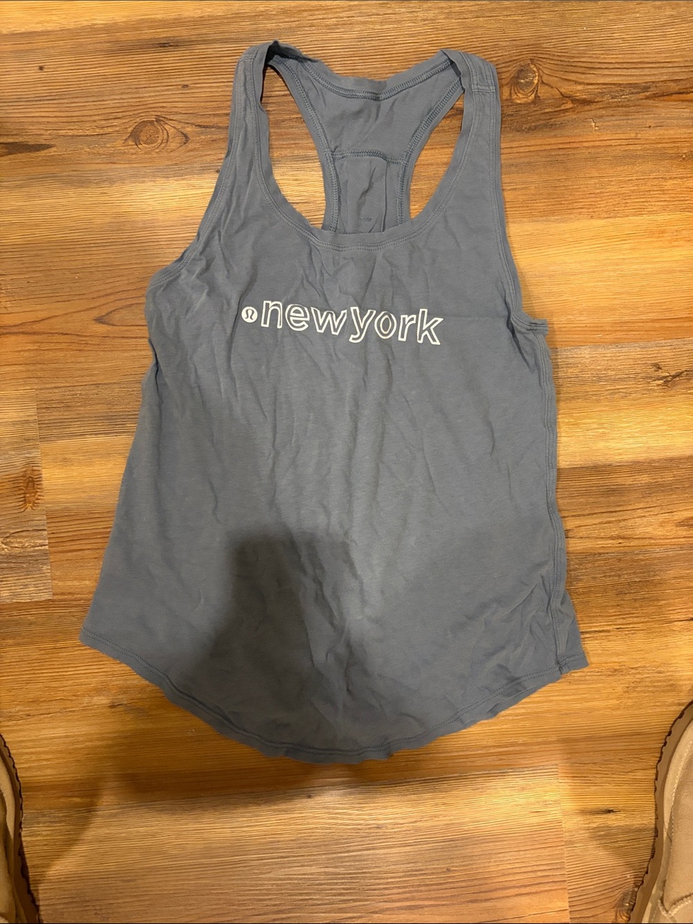 lululemon athletica Slate Gray Racerback Tank with "new york" Logo